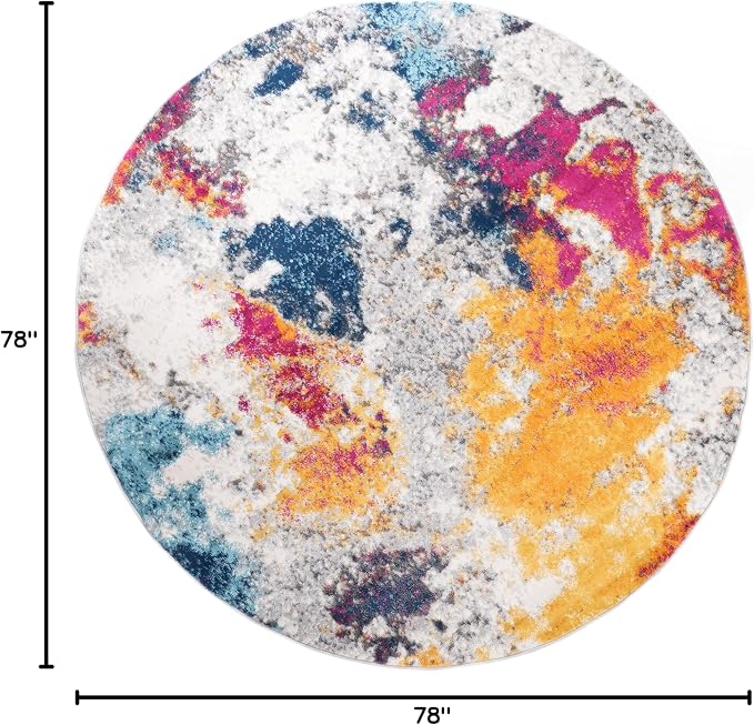 Rugshop Sky Collection Modern Abstract Round Rug 6'6" (6' 6" Diameter) Multi