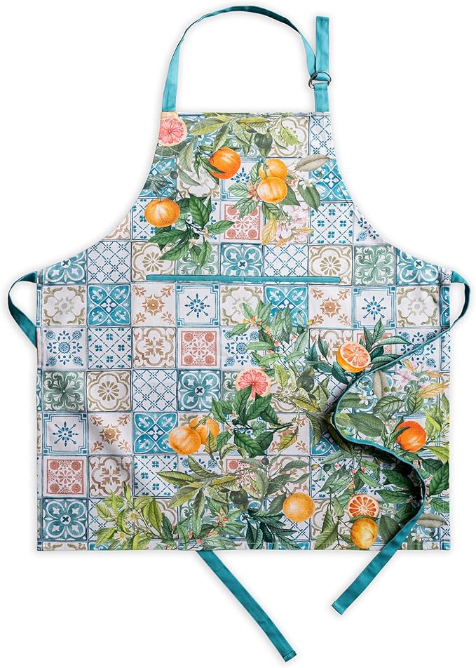 Maison d' Hermine Aprons for women with Pocket 100% Cotton (27.50"x31.50") | Adjustable Neck Strap & long ties Apron Men Chef Wedding Cooking Gardening Server Maid