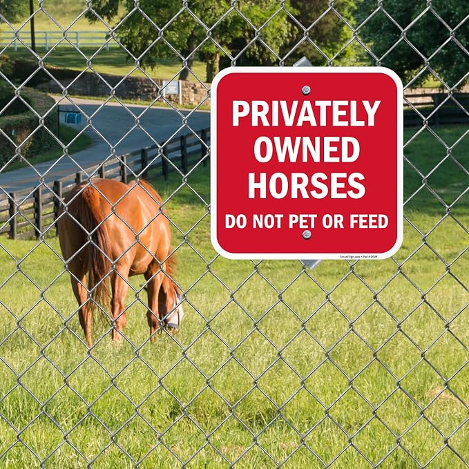 SmartSign-K-0140-AL Privately Owned Horses - Do Not Pet Or Feed Sign by | 12" x 12" Aluminum