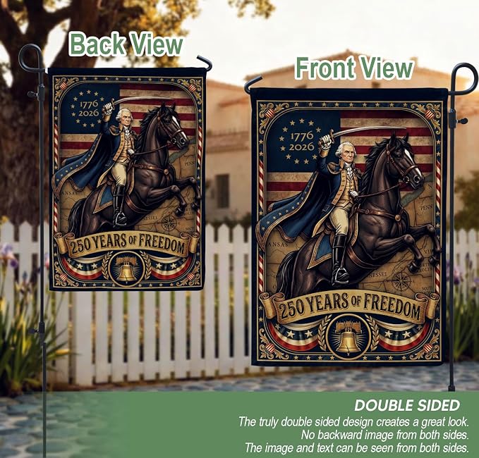 250 Years Of Freedom Flag, 250th Anniversary Usa Commemorative Flags, American 250th Anniversary Patriotic Design, 1776-2026 Commemorative Banner, Garden Flags For Outside, Front And Back Print 1 (12x18 Inch)