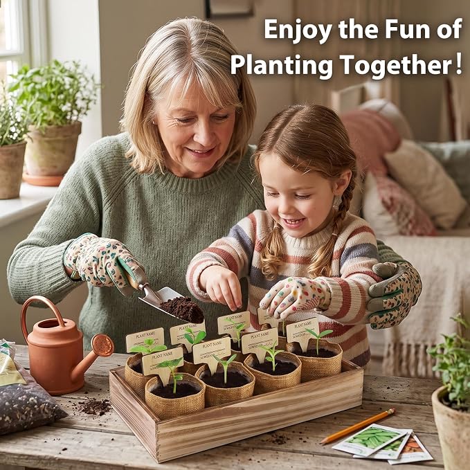 LUOJIBIE Herb Garden Kit Indoor, Herb Growing Kit with Seeds & Tools | Birthday Gifts for Women Men Mom Dad Girls Boys, House Warming Gifts New Home, Anniversary Wedding Gifts, Kitchen Décor