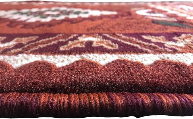 YHSF South West Native American Area Tribal Rug - Rust, 2' x 3' 4" | Easy-Clean, Soft & Durable Tribal Rug for Living Room, Bedroom, Kitchen & More - Stain-Proof Runner for Home Decor