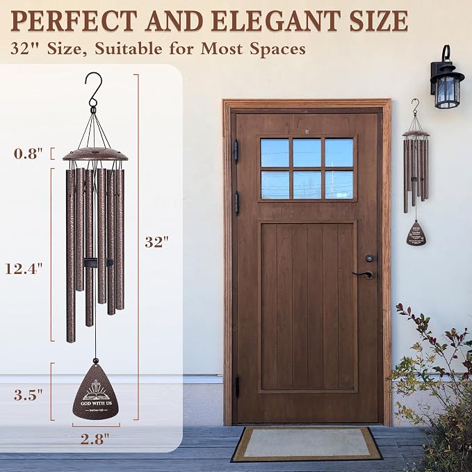 Christian Gifts for Women Men, 32" Wind Chimes with Bible Verse, Religious Gifts for Mothers Day Christmas Birthday, Inspirational Spiritual Gift for Mom Woman Man Pastor Sister Baptism, Home Decor