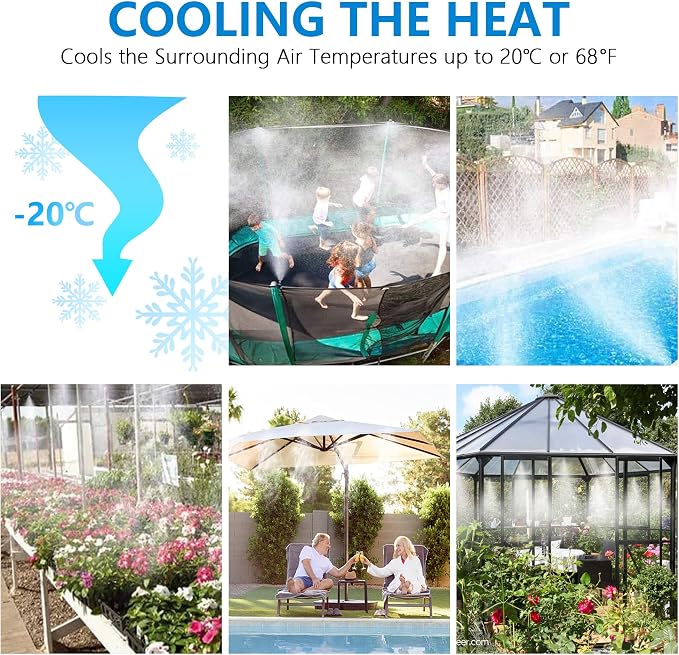 POCKET PANDA Misters for Outside Patio with Hose Timer,Misting System for Cooling Outdoor,50Ft (Black/White) for Watering Programmable,Water Mist Hose for Garden,Yard,