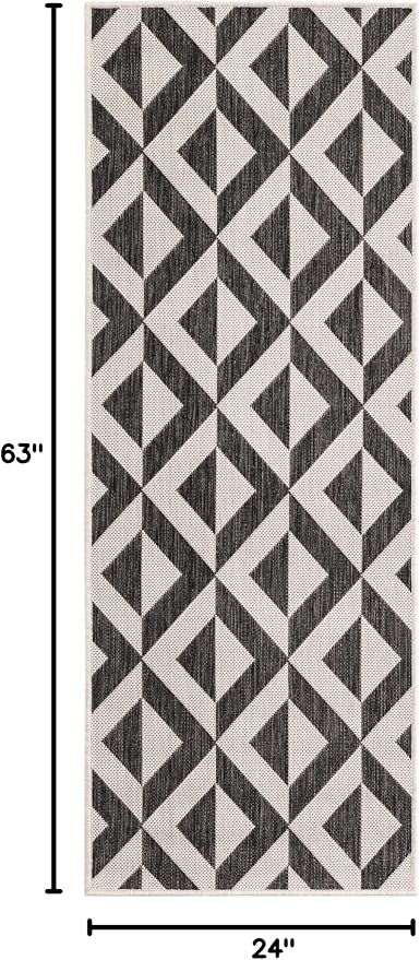 Jill Zarin Jill Zarin Outdoor Collection Area Rug - Napa (2' x 5' 3" Runner Charcoal Gray/Ivory)