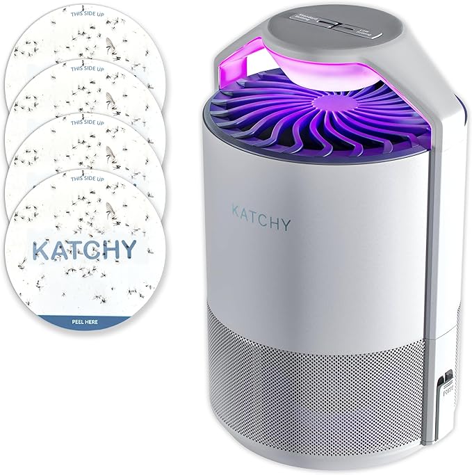 The Original Katchy Indoor Insect Trap - Fan Powered with UV Light - Fruit Fly Traps for Indoors - for Fruit Flies, Gnats, Mosquitoes, Moths (White)