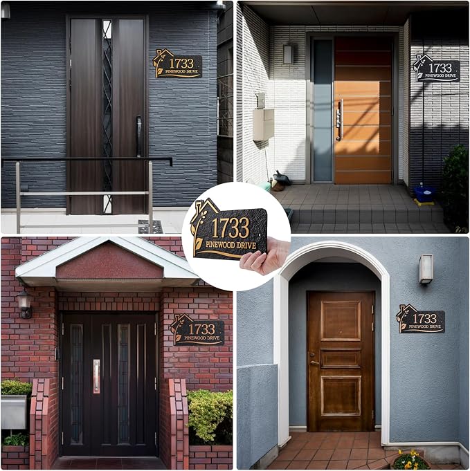 Personalized Address Plaque,Custom Address Sign for House,Home,Street, Yard, Garden,Apartment,Hotel,Office,Driveway Outside House Number Sign,STYLE 3