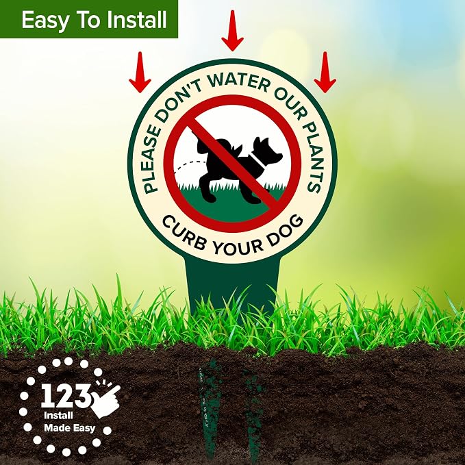 Please Don't Water Our Plants, Curb Your Dog - Funny Sign, 9"x17" Inches, Heavy Duty Integrated Ground Stakes, Indoor/Outdoor Use, Rust Free Aluminum Composite, Made in USA by My Sign center