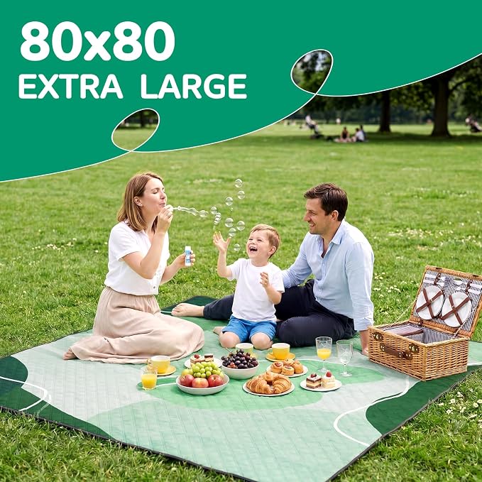Waterproof Picnic Blanket Beach Outdoor Camping Mat Rug Extra Large Foldable Cute Big Travel Essential Accessories Gift Park Patio Lawn Garden Grass Ground Play Music Festival Concert Must Have