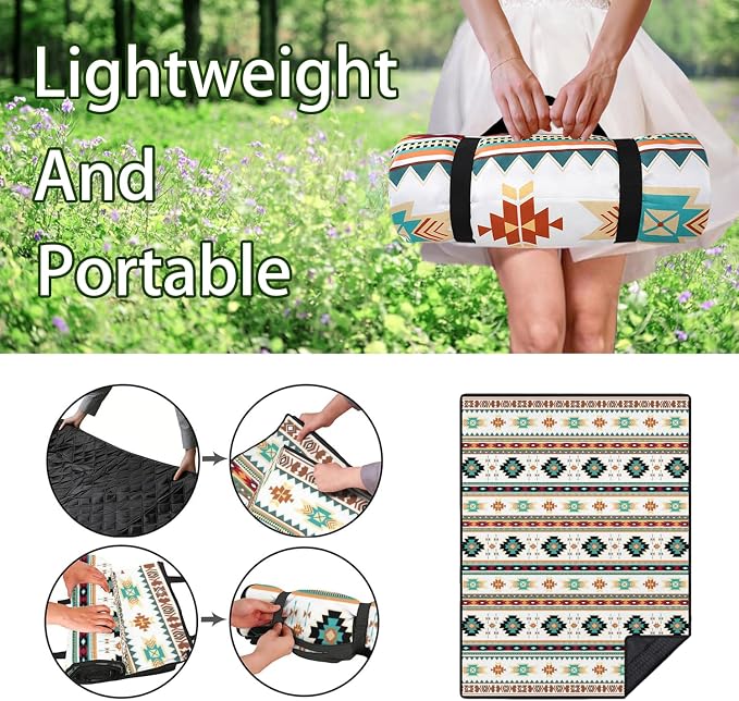 Picnic Blankets Waterproof Foldable, 60’‘x80'' Portable Dual Layers Outdoor Travel Camping Picnic Backpacking Hiking Beach Blanket Mat for Grass Padded Lawn Park Beach,Picnic Accessories