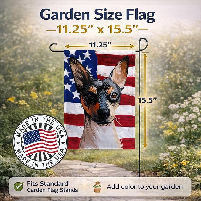 Caroline's Treasures CK6674GF Ratonero Valenciano Dog American Flag Garden Flag Mailbox Flag Decorative Yard Flag Banner Outside Patio Artwork Yard Flower Beds, Garden Size, Multicolor