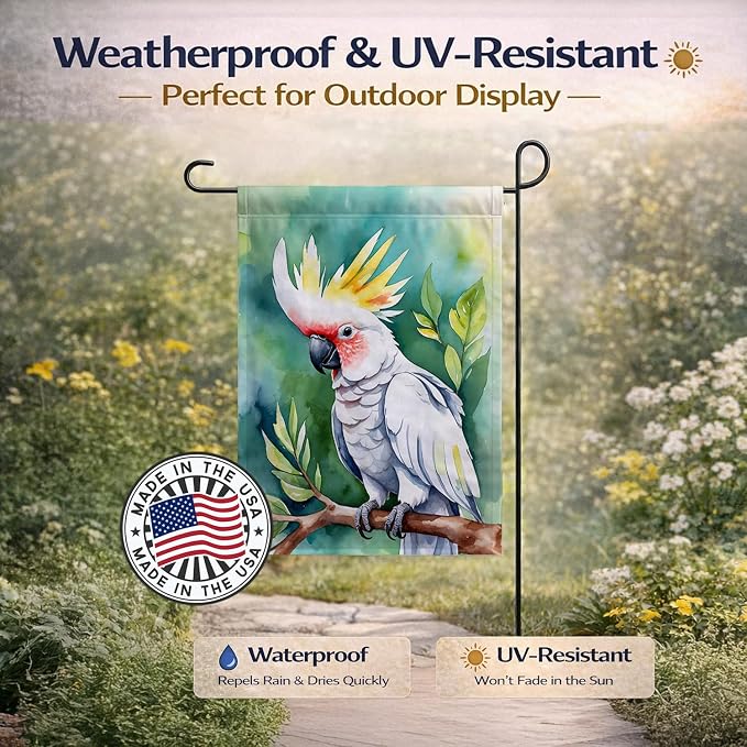 Caroline's Treasures Cockatoo Garden Flag Mailbox Flag Decorative Yard Flag Banner Outside Patio Artwork Yard Flower Beds, Garden Size, Multicolor