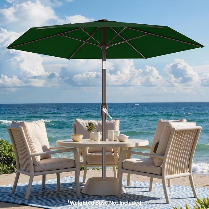 AreShark 7.5FT Patio Umbrella Table Market Umbrella w/Tilt and Crank, Heavy-Duty Outdoor Umbrellas for Pool, Deck, Garden and Backyard, Dark Green