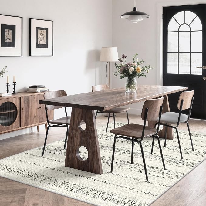 Miukiki 6x9 Area Rug Washable Non Slip Rug for Living Room Grey | Soft Low Pile Washable Area Rug Bedroom Dining Room, Stain Resistant Carpet with Easy Care Design 6'x9'