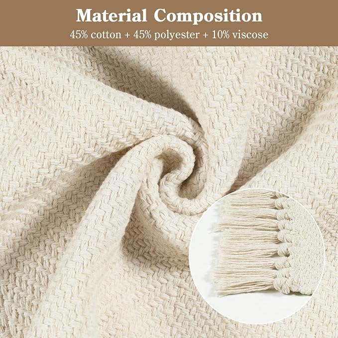 Washable Area Rug 3' x 5', Modern Woven Kitchen Rugs, White/Beige Braided Rug Indoor Door Mat Throw Carpet for Entryway Living Room Nursery Mudroom Laundry Room | Cotton Blend Hand-Woven Bedside Rug, Farmhouse Braided Indoor Door Mat, Reversible Throw ...