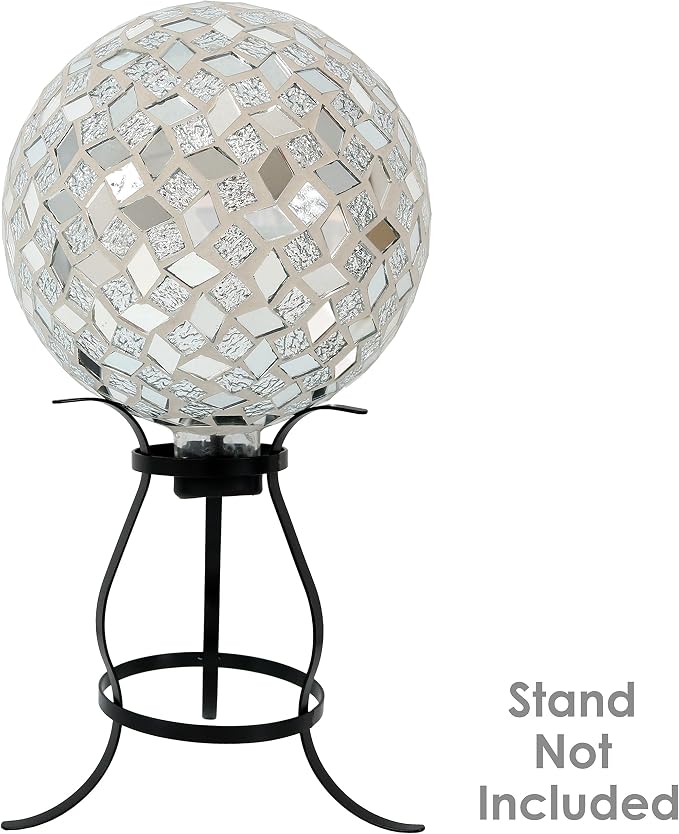 Sunnydaze 10" Mosaic Glass Gazing Ball for Garden, Globe for Outdoor Decor | Mirrored Diamond, 2 pk, Decorative Sphere Fits Most Stands, Garden Ball for Outside, Flower Bed, Backyard, or Indoor Display