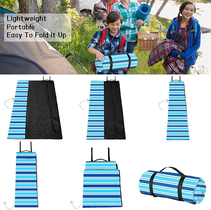 Picnic Blankets Beach Blanket 80" X 80" Extra Large Waterproof Camping Blankets Portable Outdoor Mat 3-Layer Blanket for Beach, Hiking, Park, Music Festival, Grass Lawn,Travel