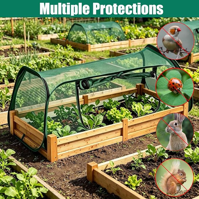 Pop Up Garden Rows Plant Cover,45"x22"x16",Covers for Raised Beds,Garden Bed Covers for Vegetables,Insect Bird Barrier Plant Net Cage with Stakes for Protecting Seedlings Fruits Vegetable Row
