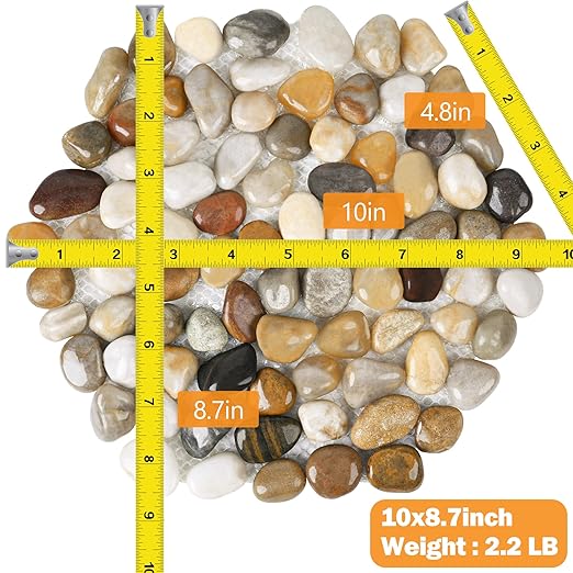 River Rock Stepping Stones Outdoor for Garden Walkway, 10 inch 6 Pcs Hexagon Shape Paver Step Stones Polished Pebble River Stone Mat for Yard Lawn Patio Pathway Walk Way - Multi-Color