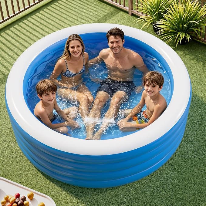 Inflatable Pool for Adults, 80"X30" Large Inflatable Pool, Full Sized Blow Up Pools, Deep Round Thickened Family Inflatable Swimming Pools for Outdoor, Backyard