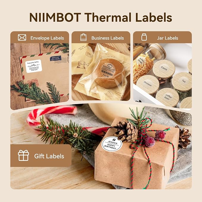 NIIMBOT Labels for B1/B21/B31 Label Maker, 40 x 30 mm (1.57'' x 1.18'') 230 Tapes/Roll, Thermal Label Tape, Waterproof, Oil-Proof for Home Office Small Business Labeling Tape Replacement(White)