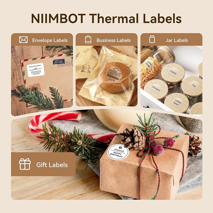 NIIMBOT Labels for B1/B21/B31 Label Maker, 40 x 70 mm (1.57'' x 2.76'') 110 Tapes/Roll, Thermal Label Tape, Waterproof, Oil-Proof for Home Office Small Business Labeling Tape Replacement(White)
