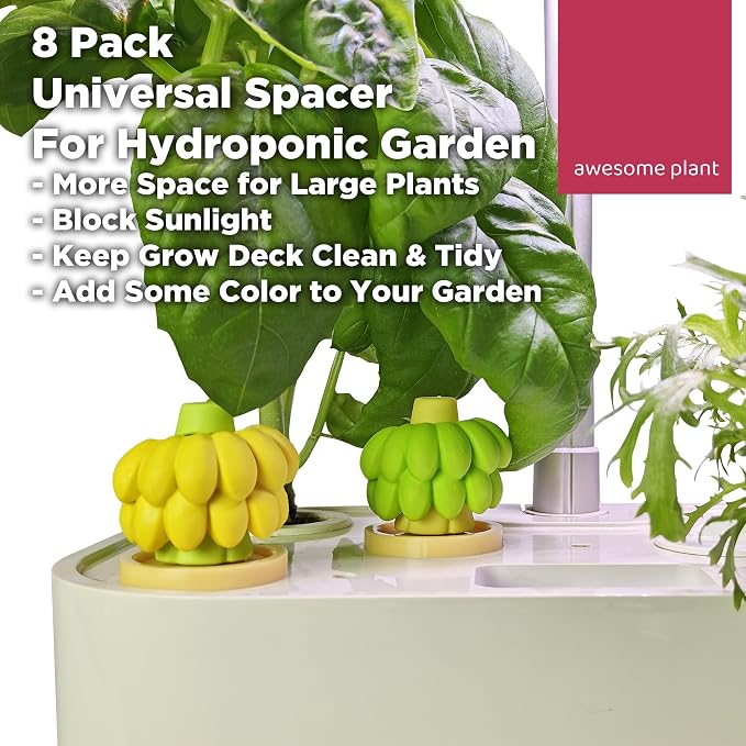 Universal Plant Spacer Caps (8 Pcs) Compatible with AeroGarden, Ahopegarden, GardenCube, iDOO, Mufga, Letpot and Other Hydroponics Growing System, Pod Cover Lids for Indoor Garden Banana
