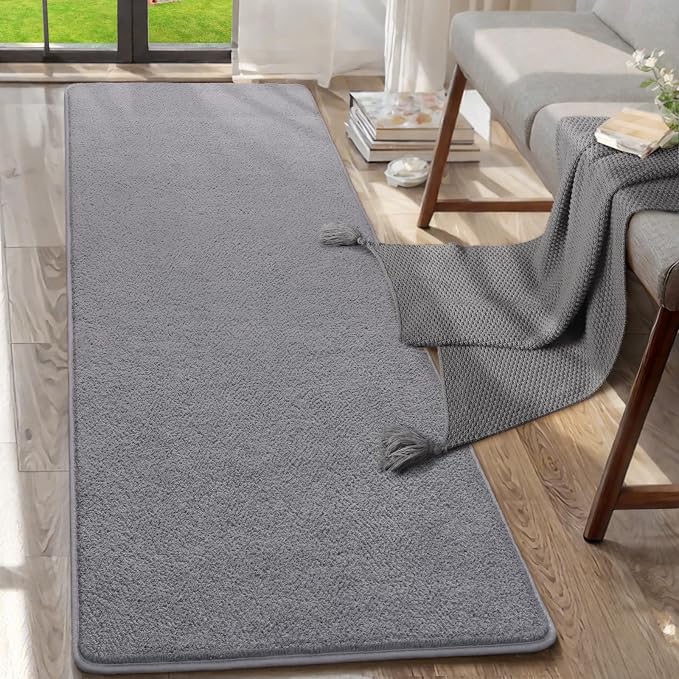 AROGAN 2x8 Runner Rug for Hallway, Long Runner Rugs Non Slip, Grey | Soft Washable Memory Foam Carpet for Bedroom, Non Slip Backing Runners Rug for Hallways, Kitchen, Bathroom, Entryway Home