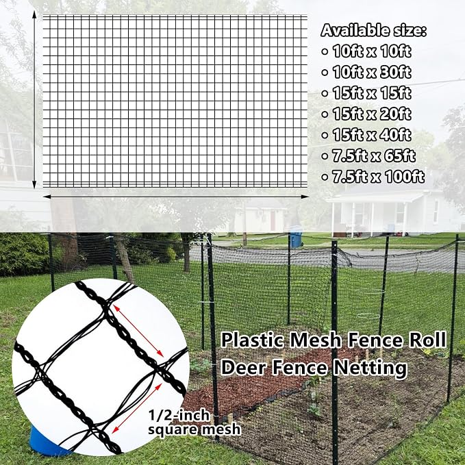 10x30 ft Bird Netting, 1/2-inch Square Mesh – Garden Netting Animal Barrier for Vegetables, Fruit Trees, Blueberry Bushes, Strawberries – Protects Against Birds, Deer, Chickens, Squirrels