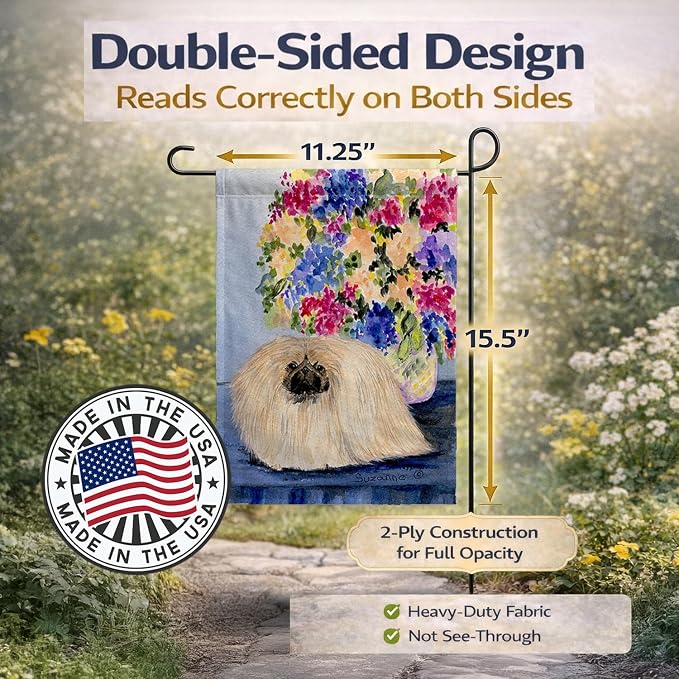 Caroline's Treasures SS8315GF Pekingese Garden Flag Mailbox Flag Decorative Yard Flag Banner Outside Patio Artwork Yard Flower Beds, Garden Size, Multicolor