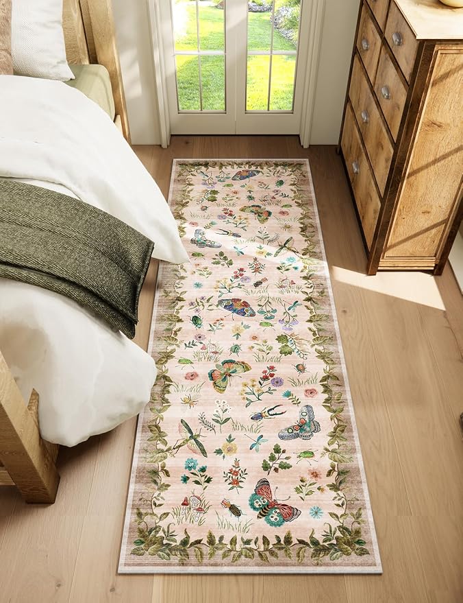 Machine Washable Hallway Runner Rugs: 2'6"x8' Kitchen Runner Stain Resistant Non Slip Low Pile Soft Carpet Rug Runners for Hallways Indoor Entryway Kitchen Laundry Room Bedroom Bathroom Farmhouse