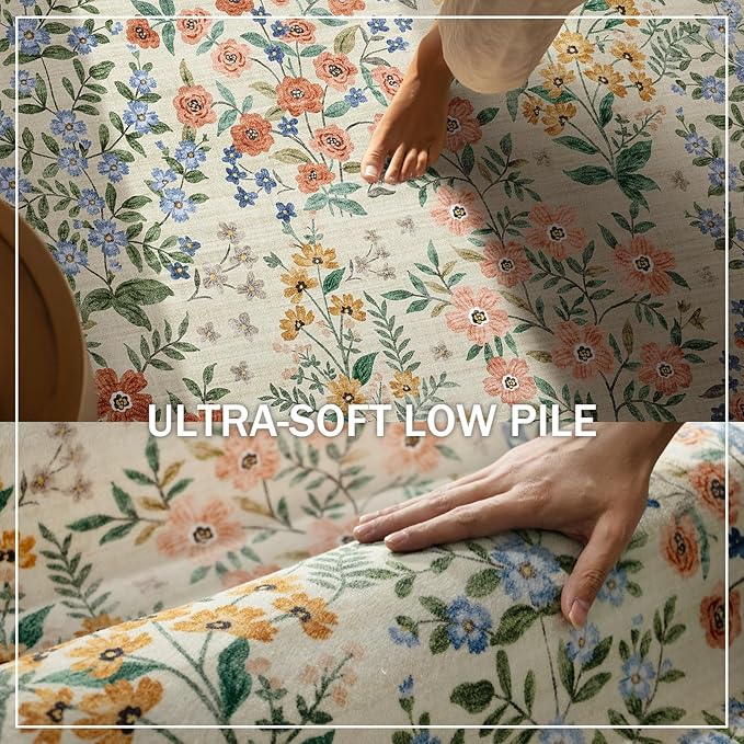 Machine Washable Rugs for Living Room: 5x7 Area Rugs for Bedroom Vintage Stain Resistant Non Slip Low Pile Soft Carpet Rugs for Entryway Kitchen Dining Room Farmhouse Kids Room Nursery