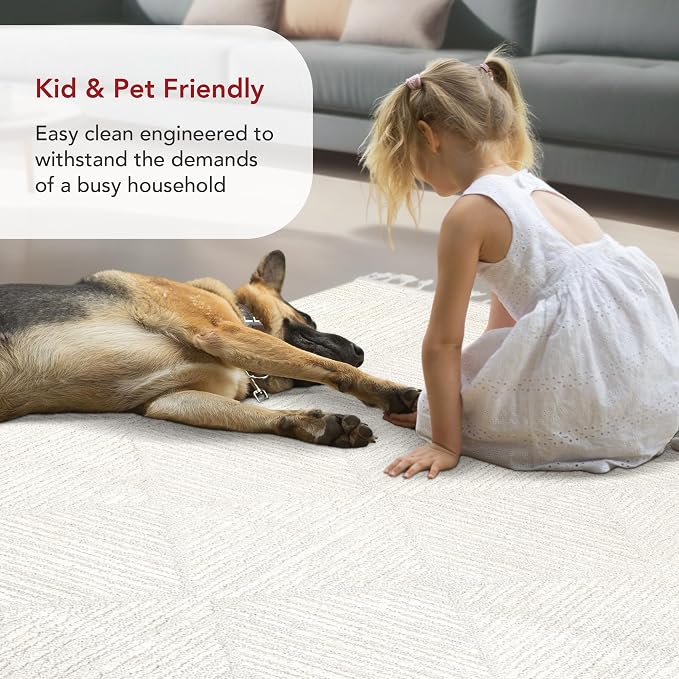 nuLOOM Kerry Cream Geometric Power Loomed Area Rug, 6' Round | Nuloom Kerry Geometric 6' Round Area Rug for Living Room Bedroom Dining Room, Cream