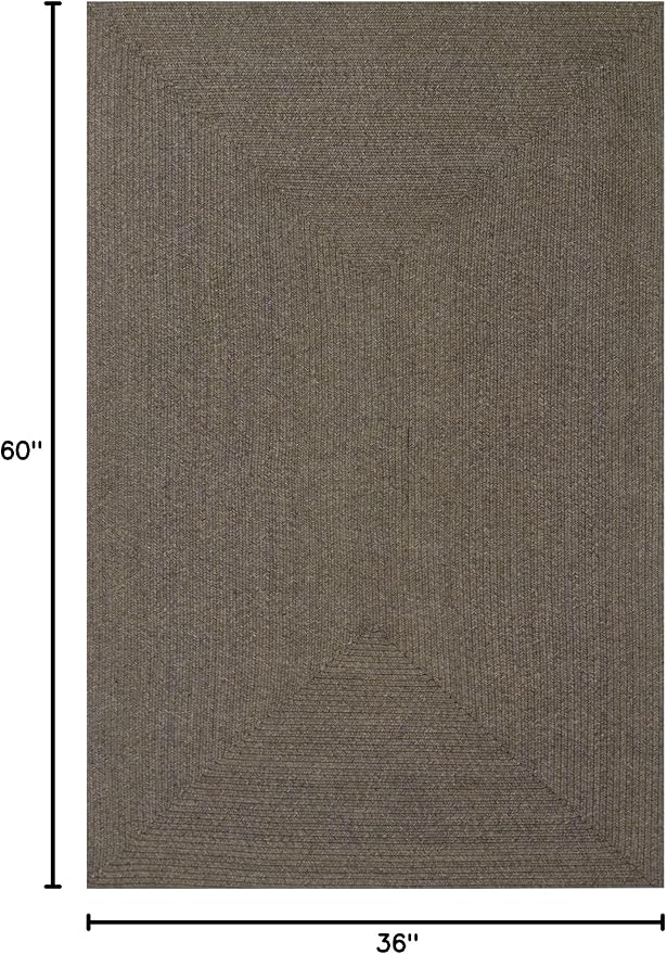 Superior Indoor/ Outdoor Large Area Rug, Reversible Braided Home Floor Decor for Living Room, Kitchen, Entryway, Patio, Front Porch, Deck, Modern, Boho, Farmhouse Style, 3' x 5', Latte