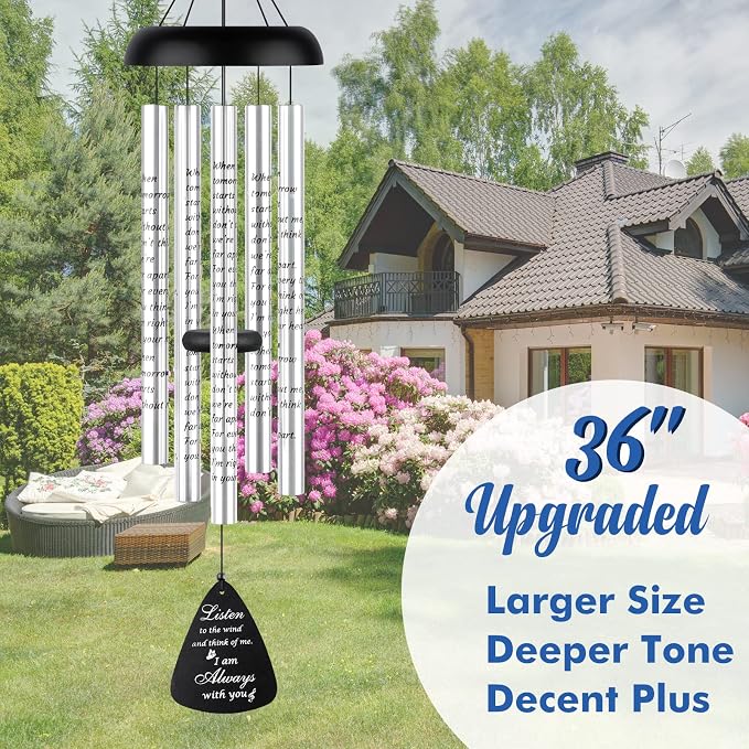 Sympathy Gift Wind Chimes for Outside - 36'' Large Memorial Wind Chimes for Loss of Loved One, Bereavement Gifts Windchimes in Memory of Loved One, Mother/Mom/Father, Condolence Remembrance Deep Tone