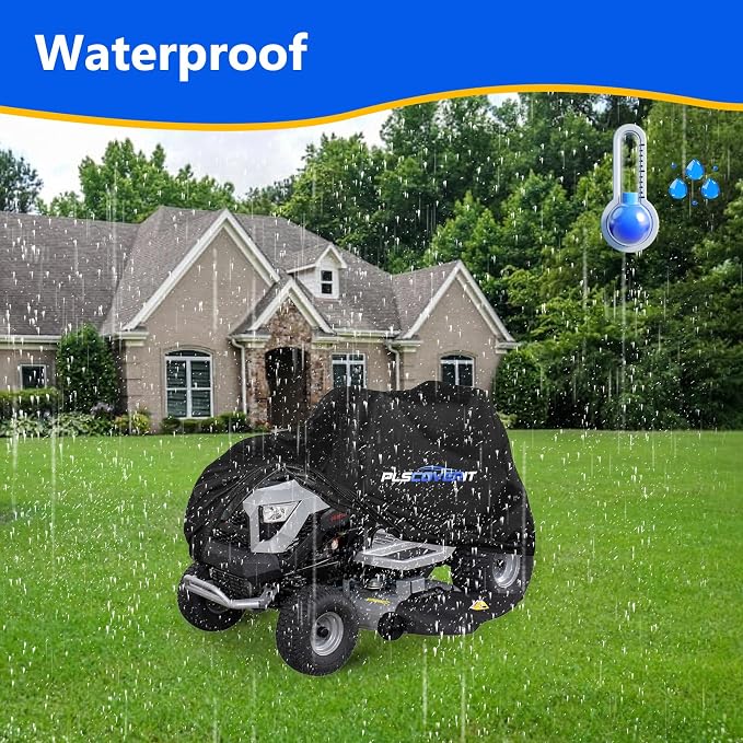 Riding Lawn Mower Cover, Outdoors100% Waterproof Tractor Cover with Drawstring & Storage Bag, Heavy Duty 600D Polyester Oxford, UV, Dust, Dirt, Wind for Outdoor Garden Storage,72×54×46 in