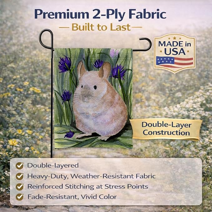 Caroline's Treasures SS8206GF Chinchilla Garden Flag Mailbox Flag Decorative Yard Flag Banner Outside Patio Artwork Yard Flower Beds, Garden Size, Multicolor