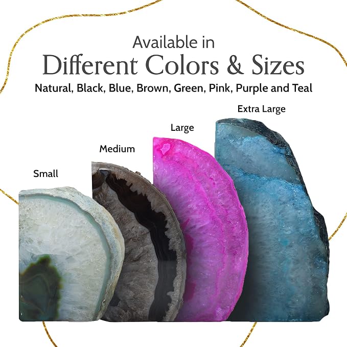 Nature's Decorations Teal Agate Bookends - A-Quality Medium Heavy Duty Geode, Turquoise & Aqua Premium Room Decor, Crystal Gift, 1 Pair (3-4 lbs)