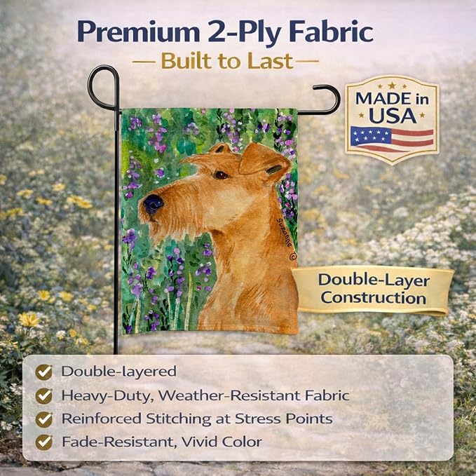 Caroline's Treasures SS1004GF Irish Terrier Garden Flag Mailbox Flag Decorative Yard Flag Banner Outside Patio Artwork Yard Flower Beds, Garden Size, Multicolor