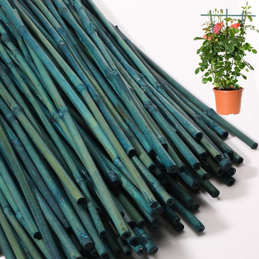 Suclain 50 Pcs 18 Inch Bamboo Stakes for Plant Support Bamboo Sticks Poles Indoor and Outdoor Tall Garden Stakes with 100 Twist Ties for Tomato Bean Flowers Trees Potted and Climbing Plant Support