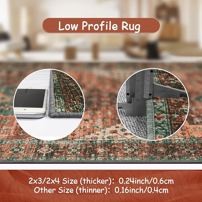 Moynesa Washable Vintage Bathroom Rug, Small Area Rug 2x3 Entryway Rug Indoor Door Mat, Boho Kitchen Rugs Non Skid Non Slip, Non-Shedding Ultra-Thin Oriental Throw Carpet for Bedroom Decor