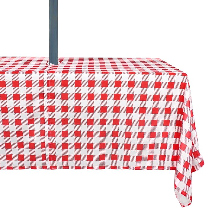 Outdoor Tablecloth with Umbrella Hole Umbrella Tablecloth Patio Tablecloths with Zipper for Courtyards, Terraces, and Beaches 60 x 102 in