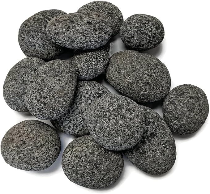Midwest Hearth Natural Tumbled Lava Stones for Gas Fire Pit and Fireplace | Large (2"–3") | Smooth Round Volcanic Rock | 10 Lbs