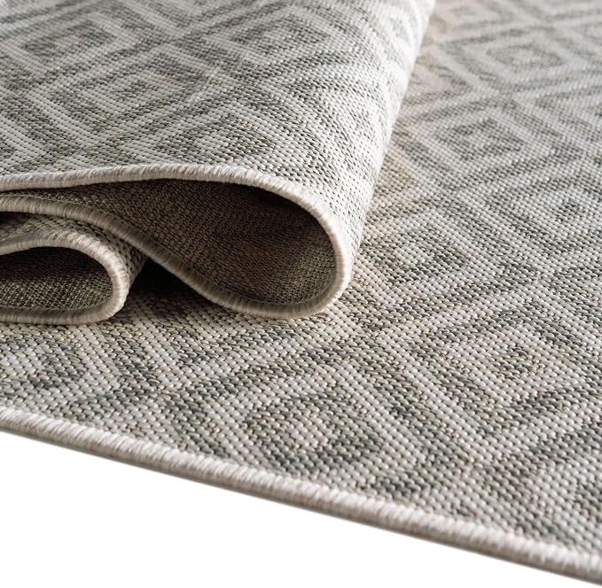 Unique Loom Outdoor Collection Area Rug - Costa Rica (4' x 6' Rectangle, Light Gray/ Ivory)
