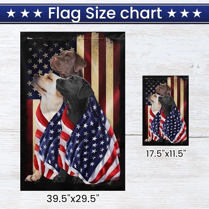 FLAGWIX 4th of July Decorations American Dog Garden Flag - Garden American Flags for Outside 11.5" x 17.5" - Dog Gifts for Men Women, Labrador Retriever Gifts for Outside Decorations for Yard