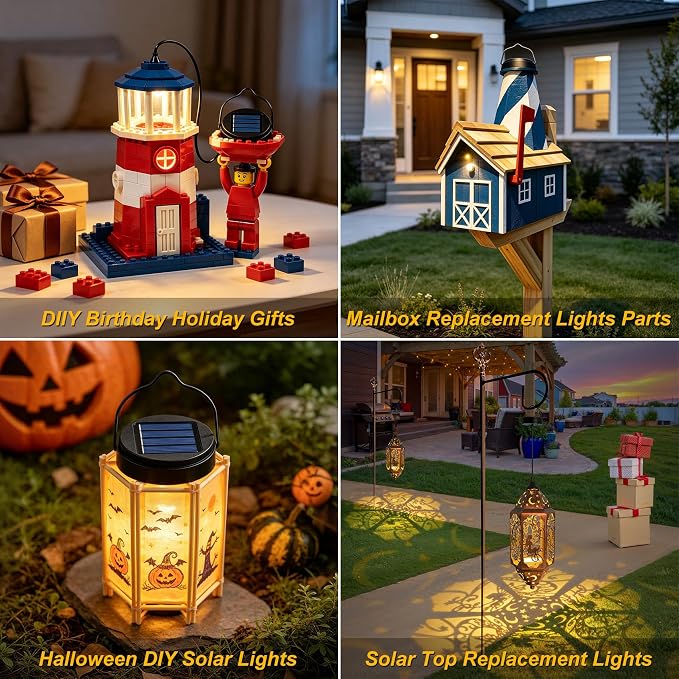 2Pack AA 600Mah Solar Lights Replacement Top for Outdoor Lantern Lights Waterproof for Garden, Yard,DIY Birthday Gifts Decorations