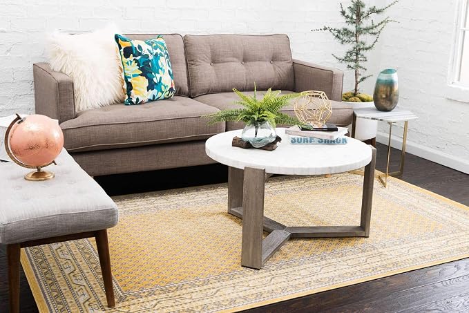 Unique Loom Williamsburg Collection Traditional Border with Dotted Center Area Rug, Rectangular 9' 0" x 12' 0", Yellow/Beige
