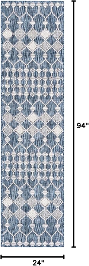 Unique Loom Outdoor Trellis Collection Area Rug - Traliccio (2' x 7' 10" Runner, Blue/ Ivory)