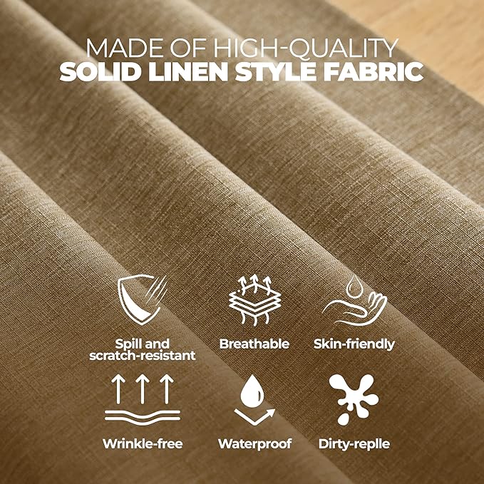 Decorelia Faux Linen Waterproof Tablecloth,Natural,104" x 60" (Rectangular)