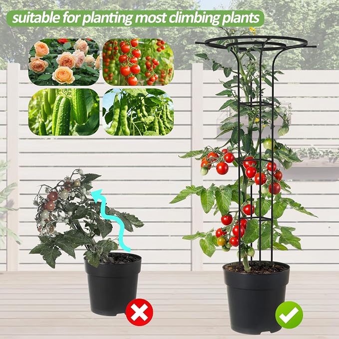 Trellis for Climbing Plants Outdoor, 70.9 Inch Mushroom Top Trellis for Climbing Plants, Metal Plant Support for Potted Plants Climbing Vine Rose Clematis Vegetable Trellis (2 Pack)